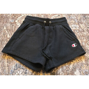 Champion Reverse Weave Sweat Shorts Womens S Black Logo Athletic Casual Pockets